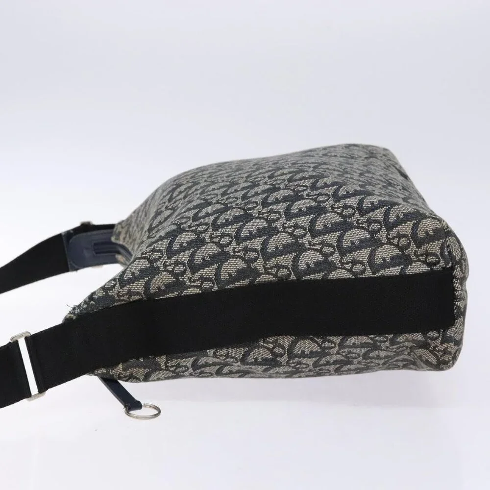 Authentic Christian Dior Trotter Canvas Shoulder Bag Navy Silver - Picture 12 of 16